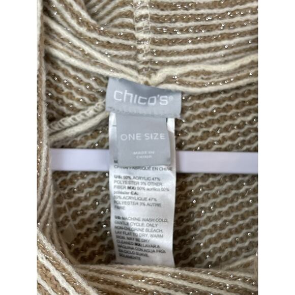 Chico's Cozy Cowlneck Poncho Sweater Women's One Size Fringe Western Boho Knit - Picture 6 of 13